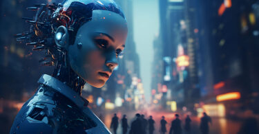 Inteligência artificial com composição futurista e abstrata. tecnologia AI. IA generativa.