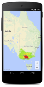 Celular com tela que expõe um mapa de calor.