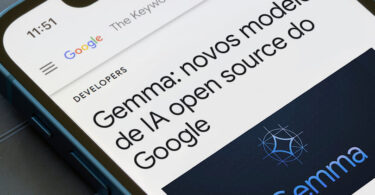 Página do Google com zoom para o título “Gemma: novos modelos de IA open source do Google”.