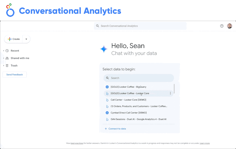 Exemplo de aplicação de Conversational Analytics